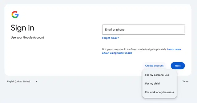 Choose Account Type